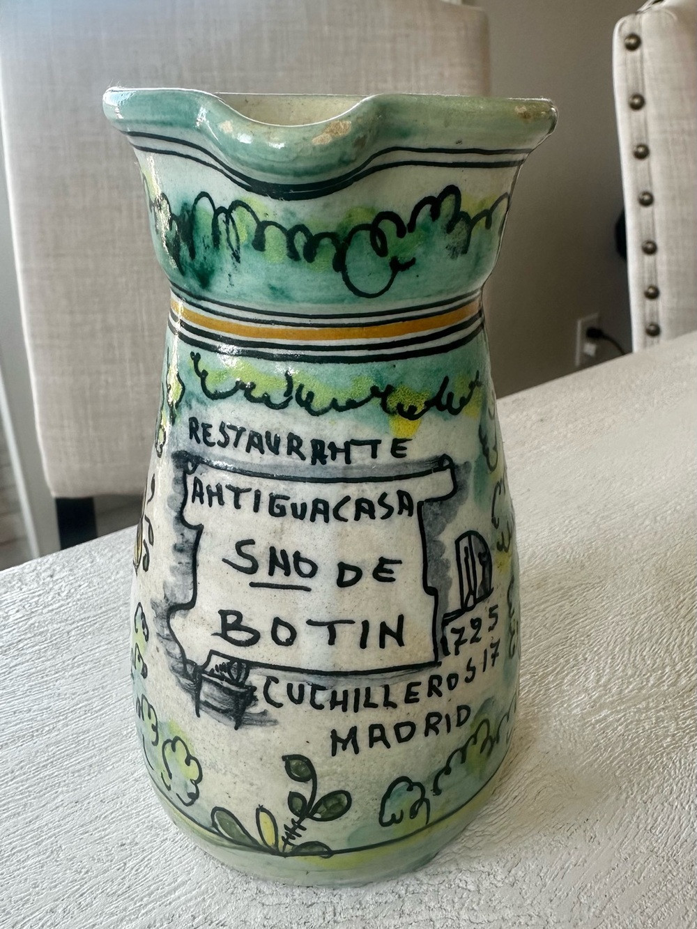 Vintage Sante Fe Puente Spanish Pottery Restaurant Botin Sangria Pitcher
